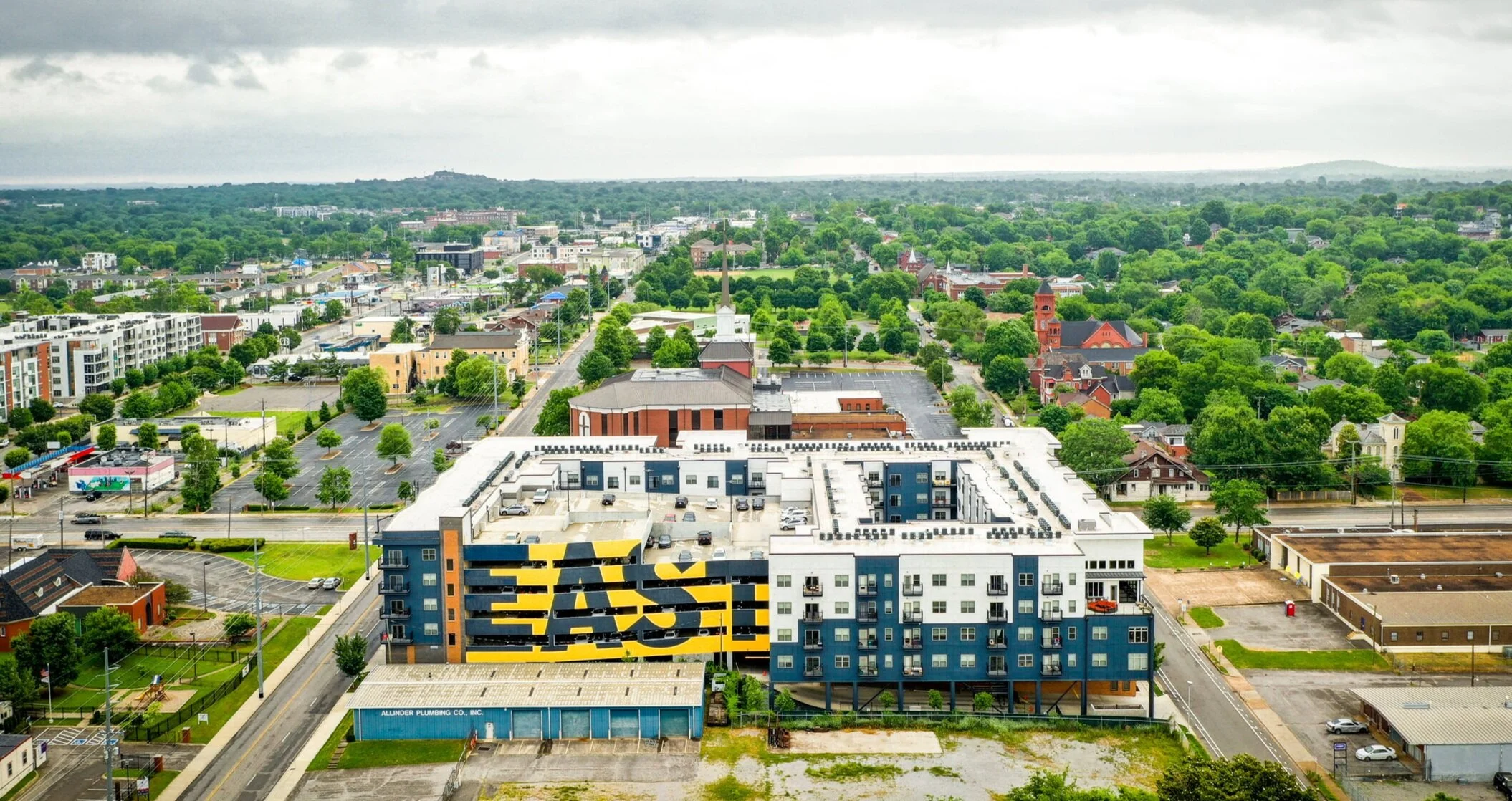 Aerial view of East Nashville TN served by T5 Environmental